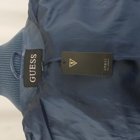 Guess- Faux Leather Jacket, Blue, Medium - Picture 5 of 6